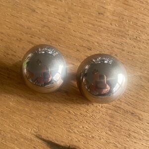 Silver Circle Dome Clip Earrings‎ One Size Women’s Preloved
